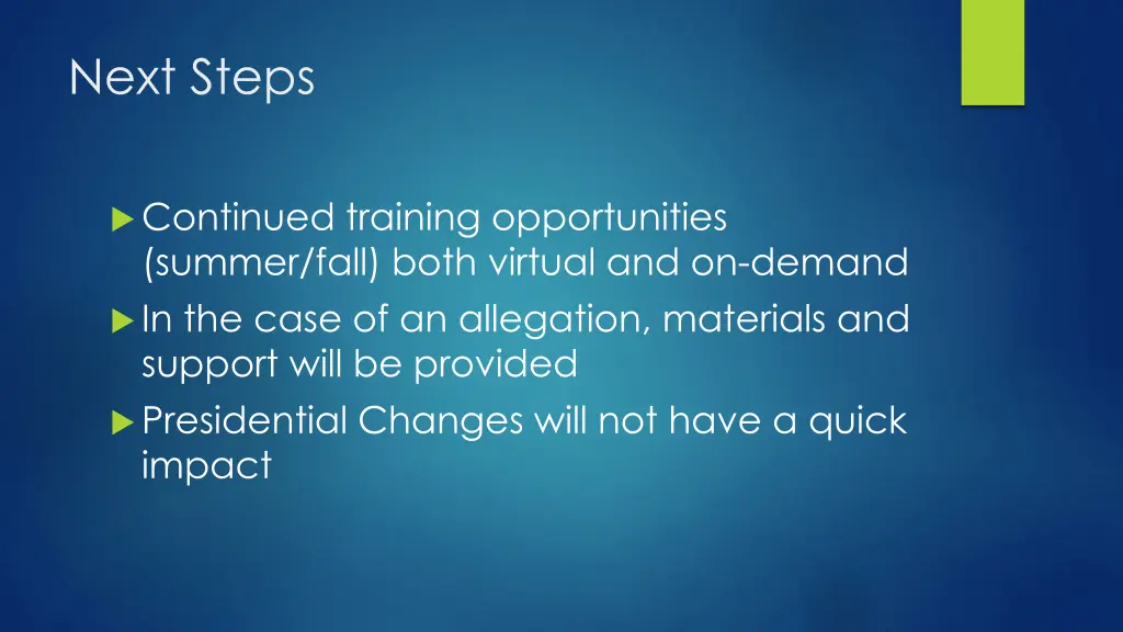next steps
