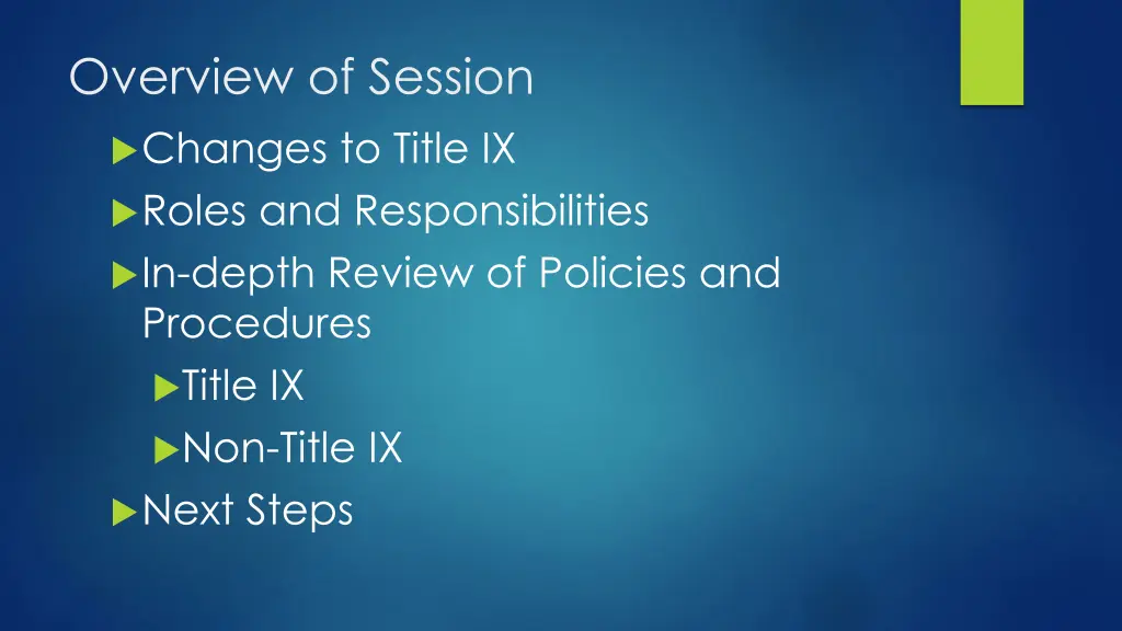 overview of session changes to title ix roles