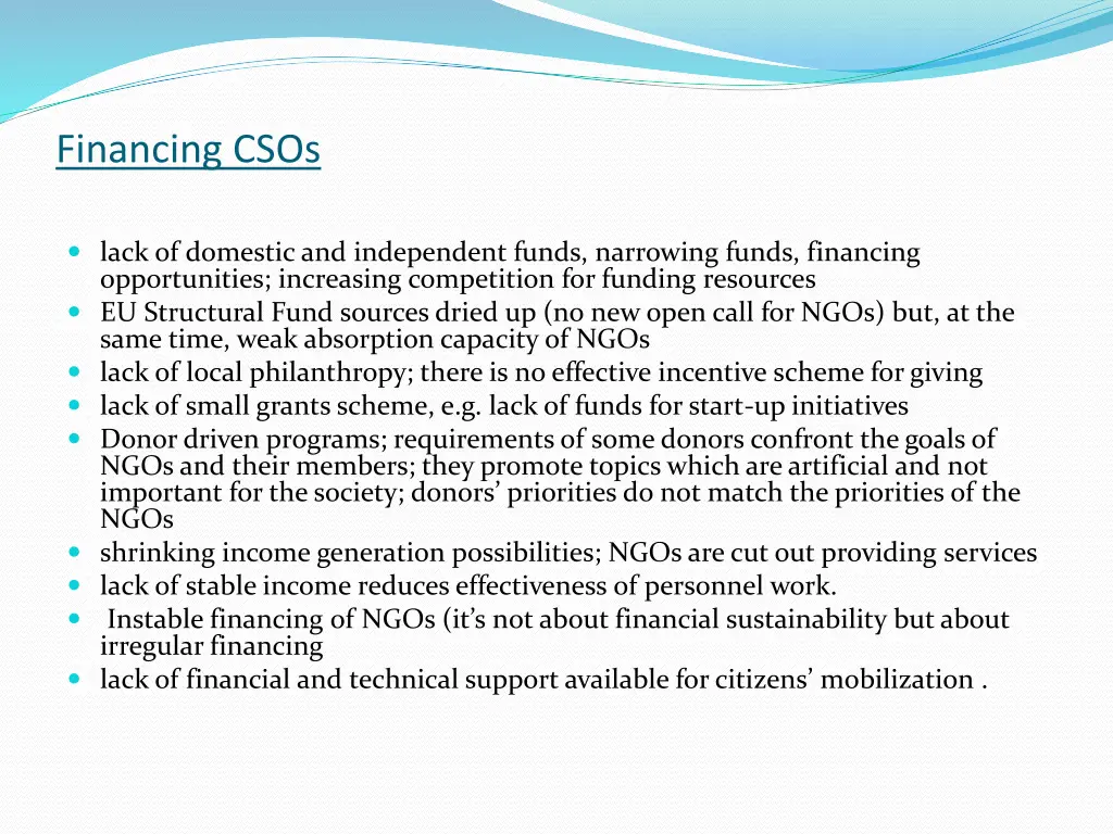 financing csos