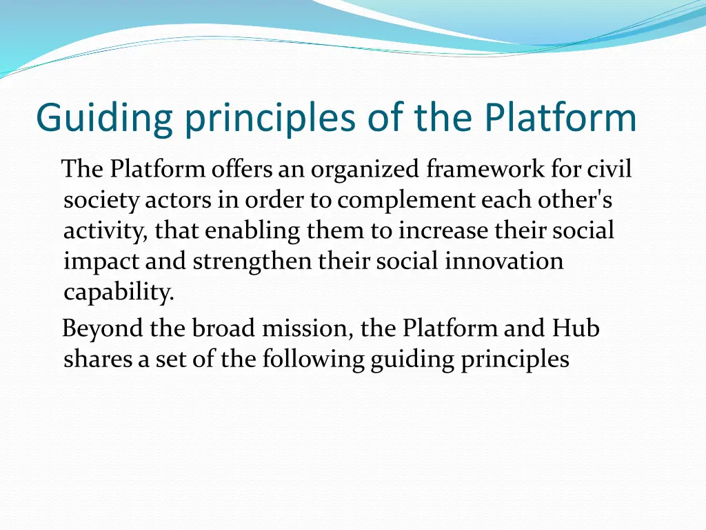 guiding principles of the platform