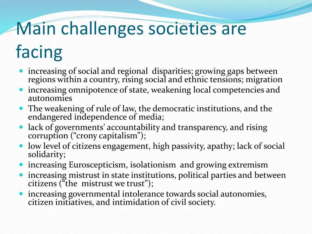 main challenges societies are facing