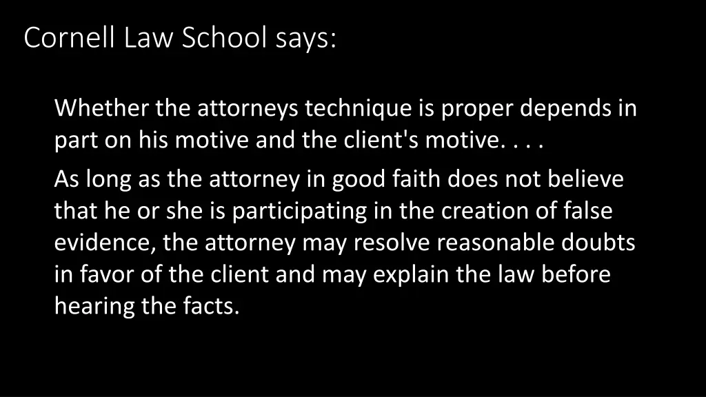 cornell law school says