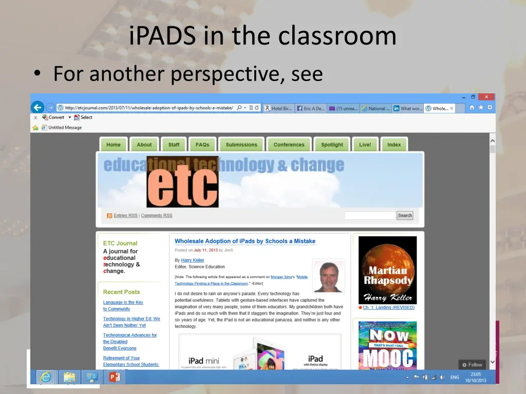 ipads in the classroom for another perspective see