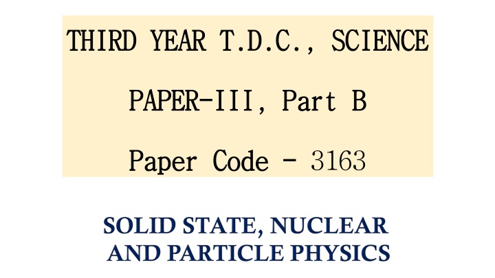 third year t d c science third year t d c science