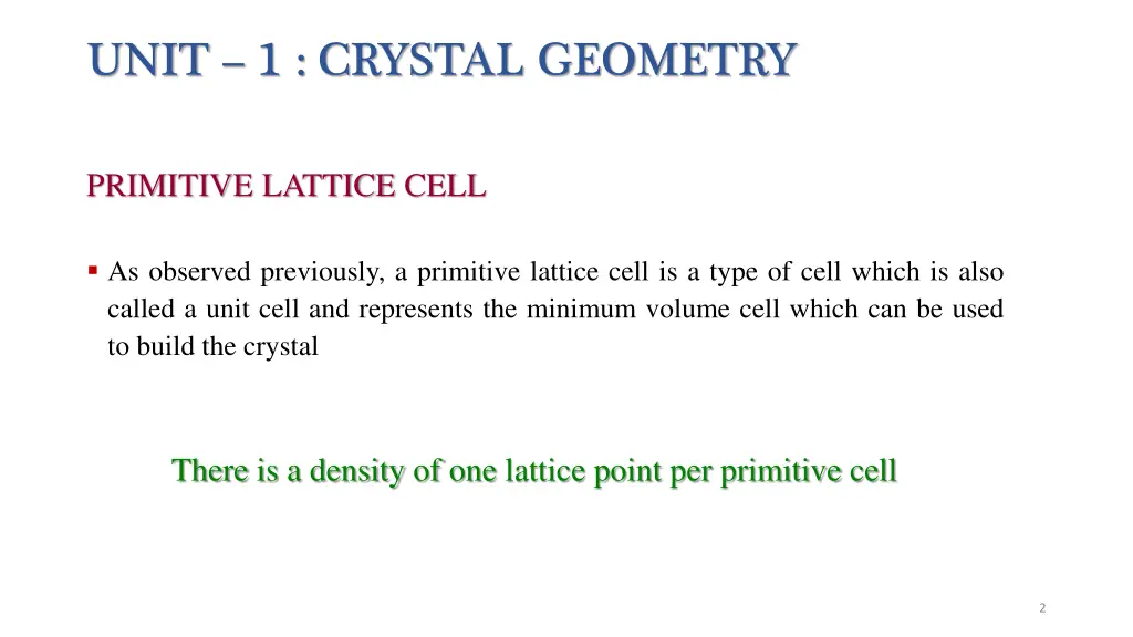 unit 1 crystal geometry