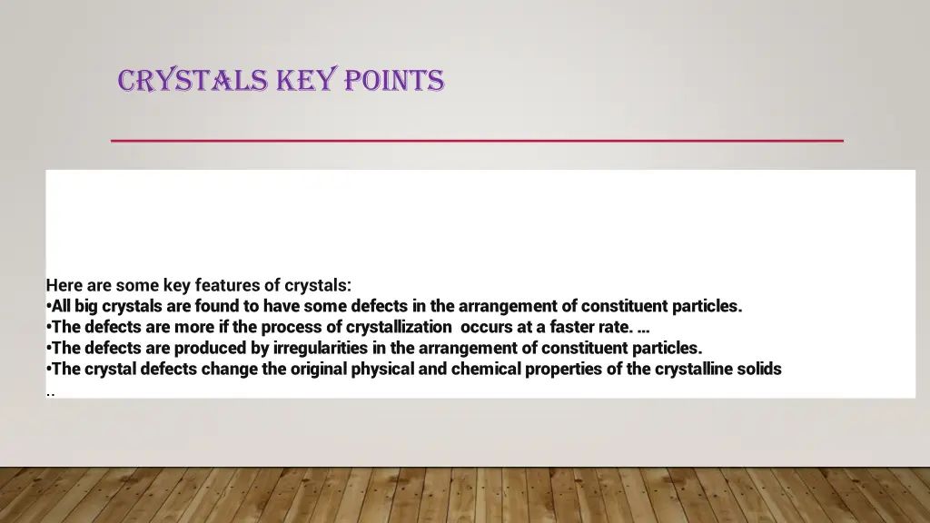 crystals key points