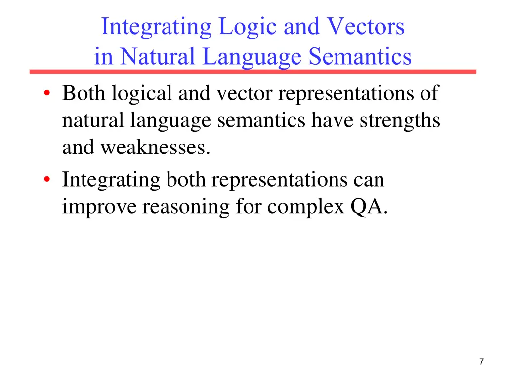 integrating logic and vectors in natural language