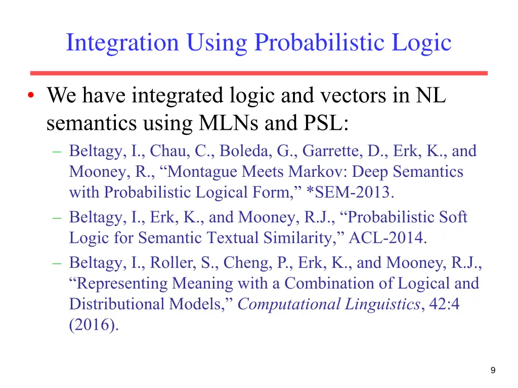 integration using probabilistic logic