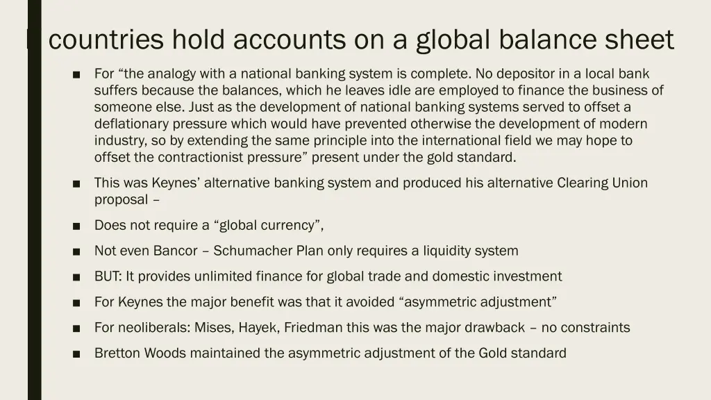 if countries hold accounts on a global balance