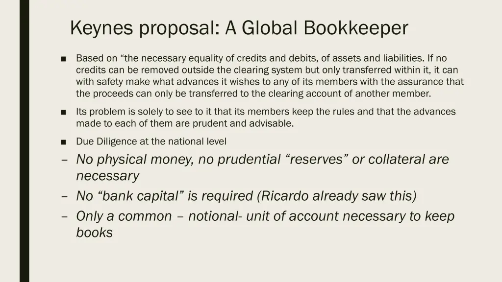 keynes proposal a global bookkeeper