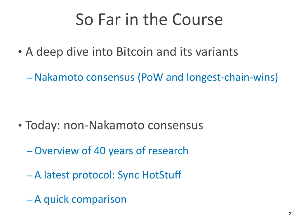 so far in the course