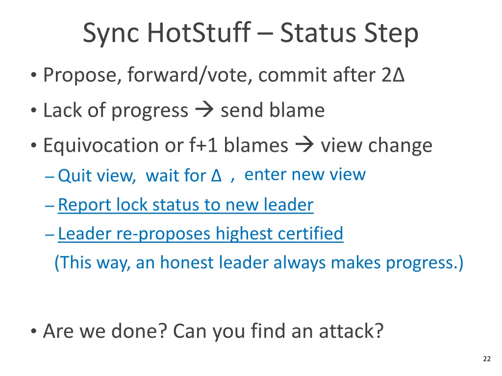 sync hotstuff status step