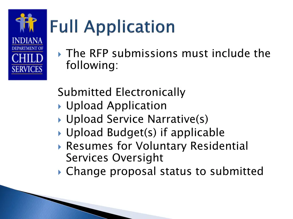 the rfp submissions must include the following