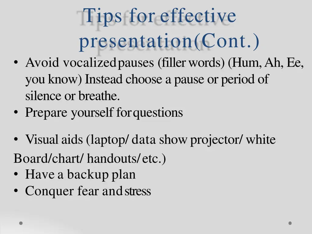 tips for effective presentation cont avoid