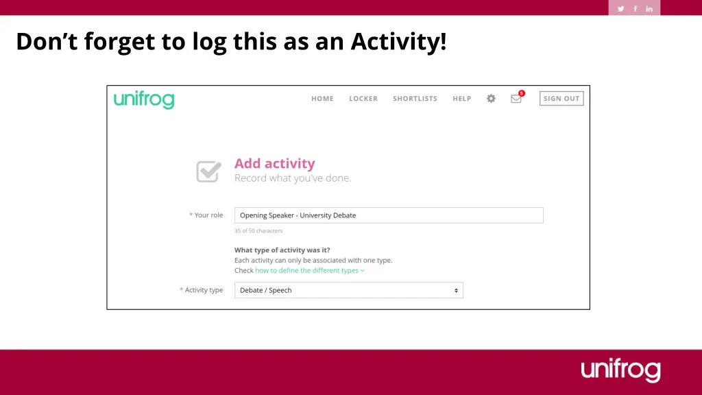 don t forget to log this as an activity