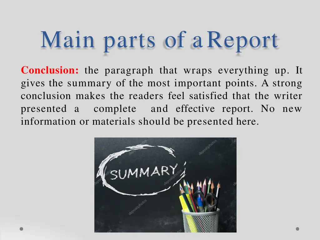main parts of areport 2