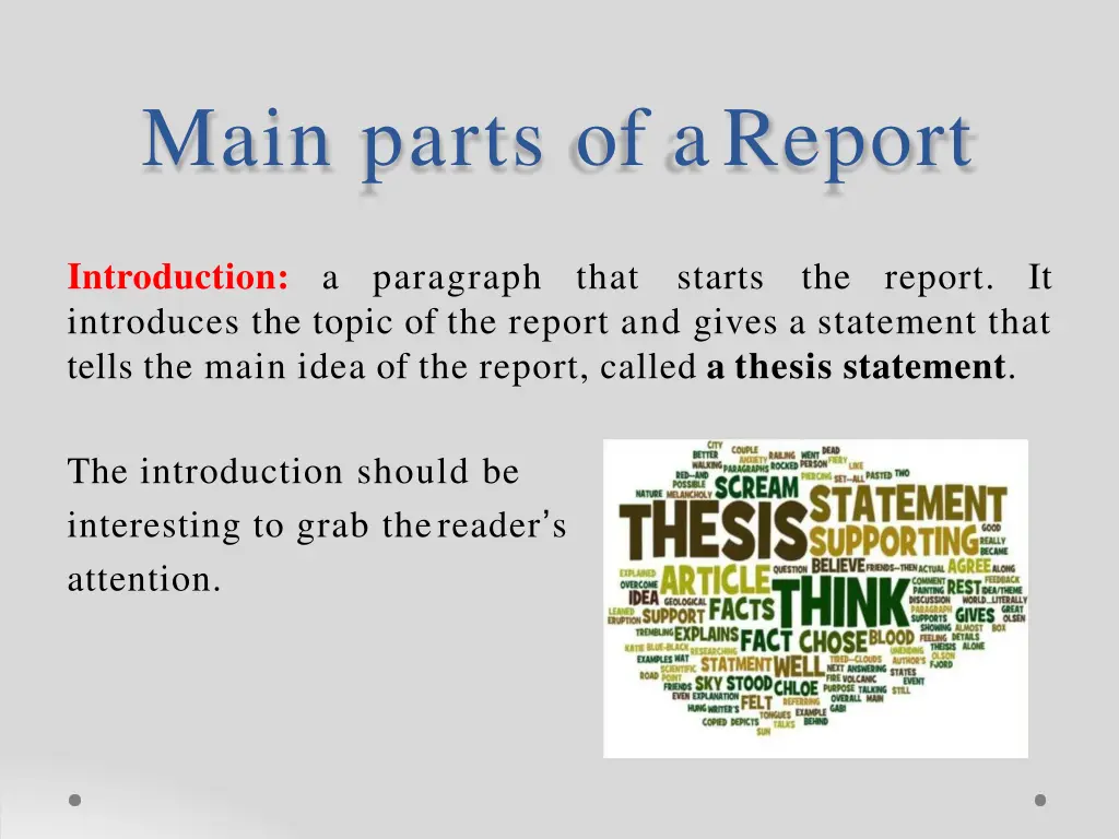 main parts of areport
