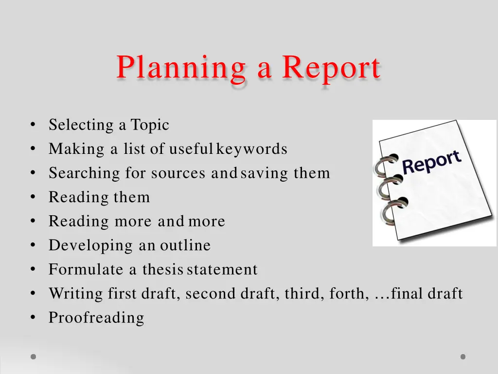 planning a report