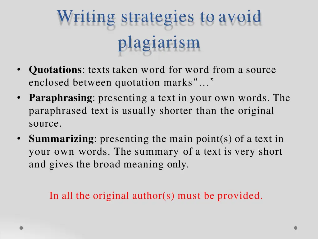 writing strategies toavoid plagiarism