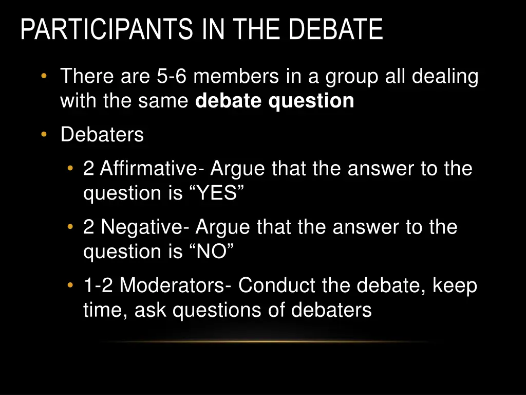 participants in the debate