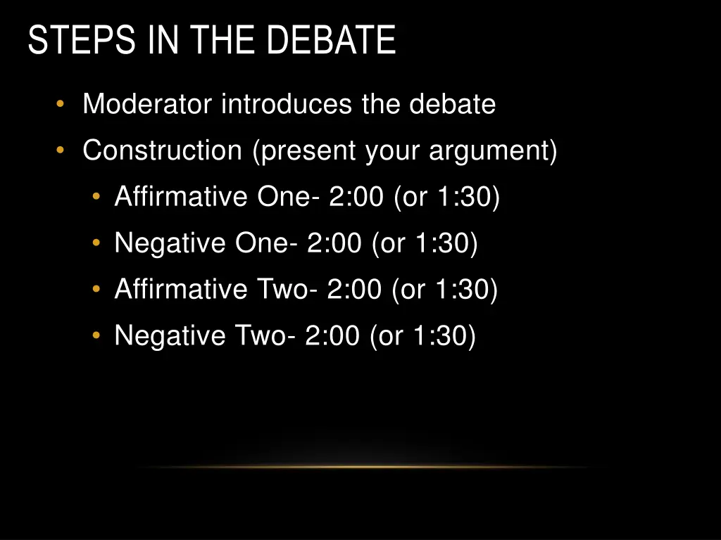 steps in the debate
