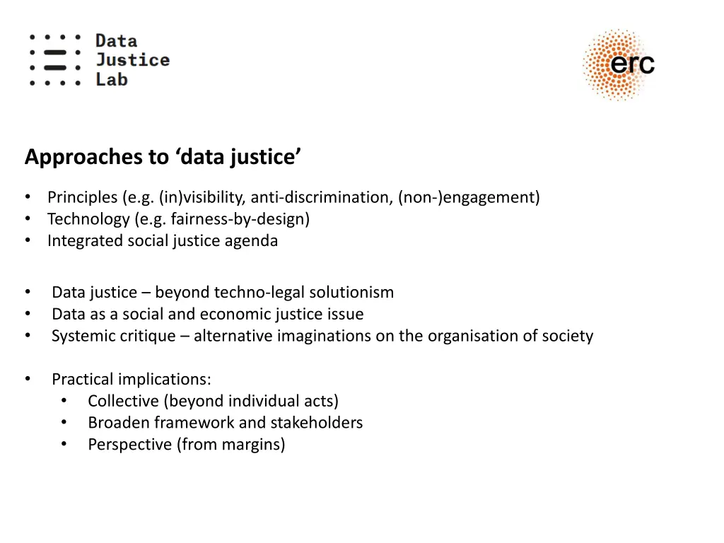 approaches to data justice