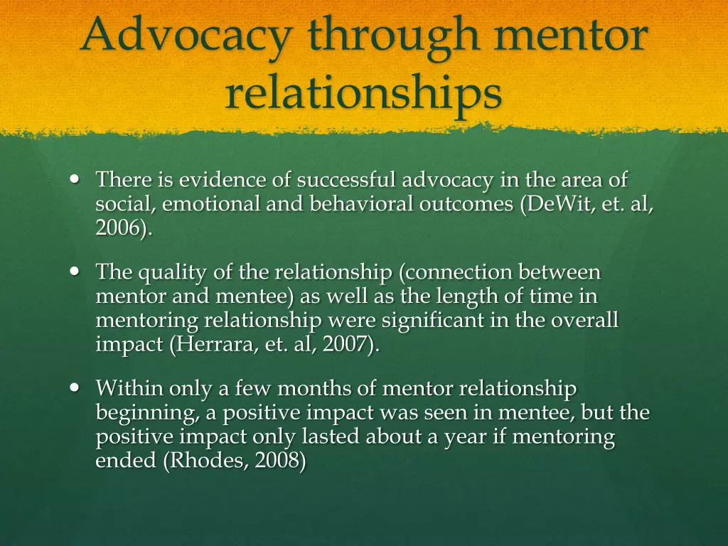 advocacy through mentor relationships