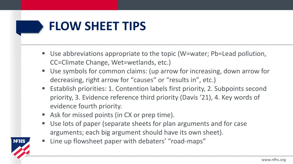 flow sheet tips