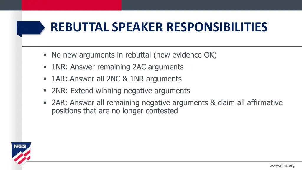 rebuttal speaker responsibilities