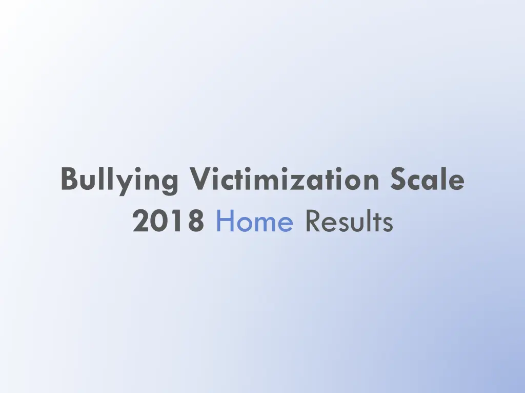 bullying victimization scale 2018 home results