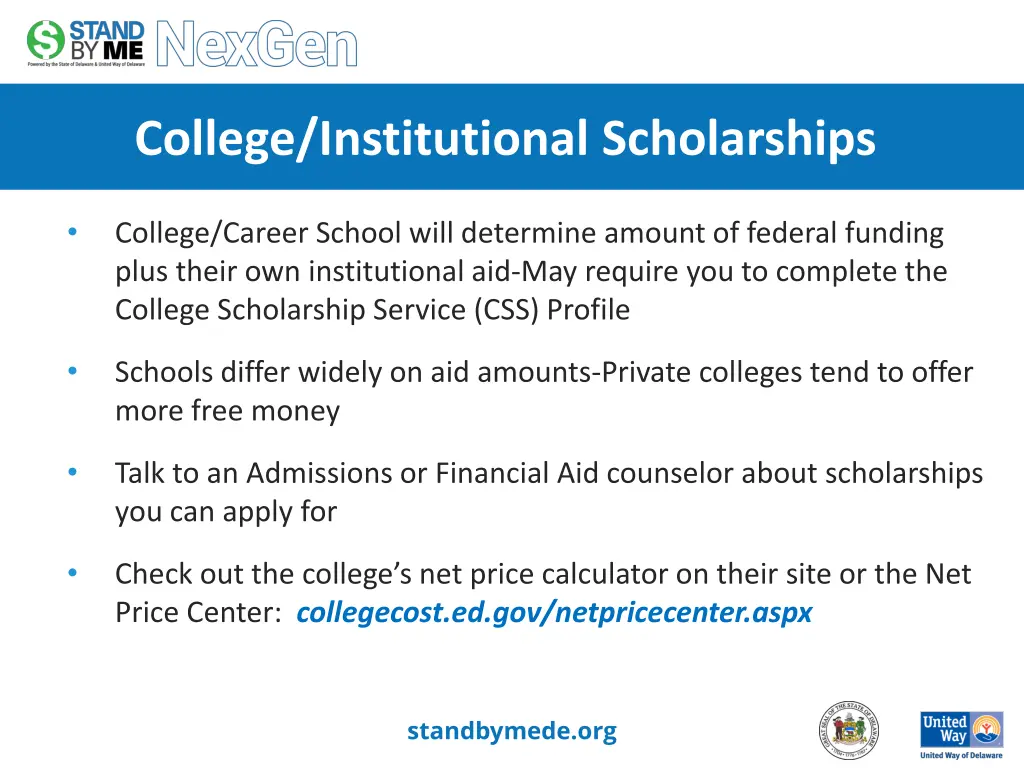 college institutional scholarships