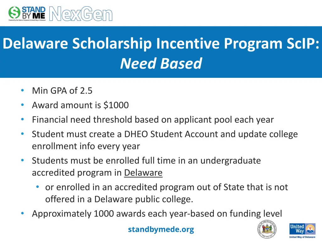 delaware scholarship incentive program scip need