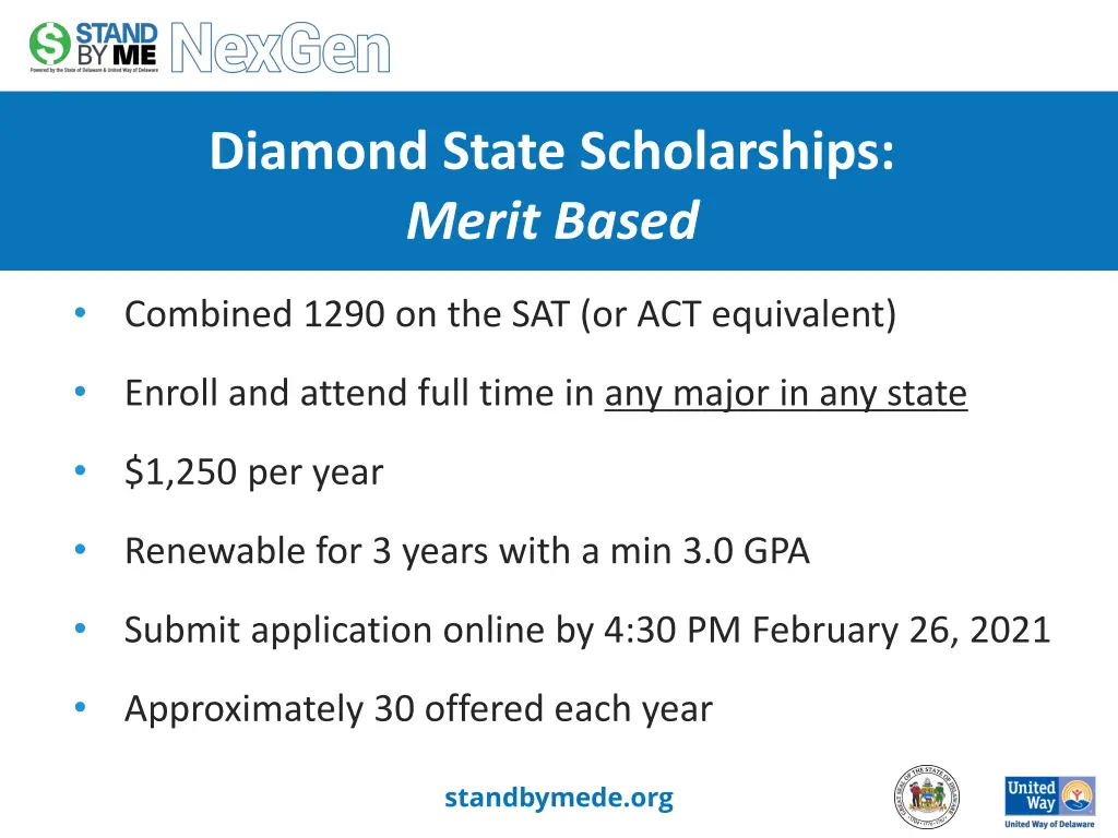 diamond state scholarships merit based