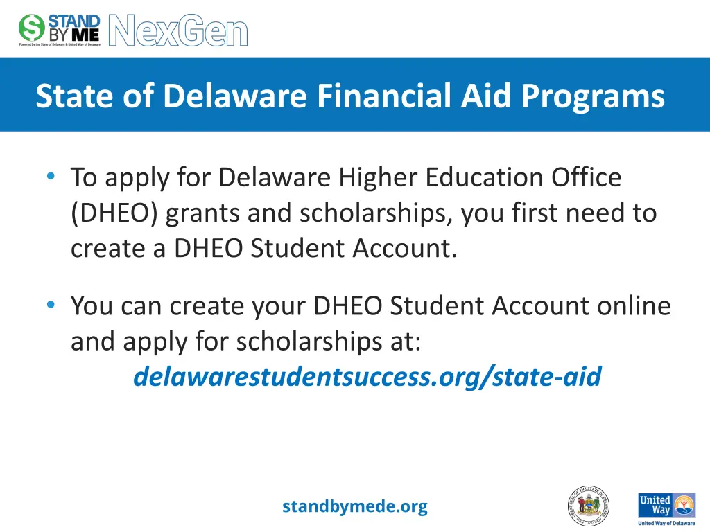state of delaware financial aid programs
