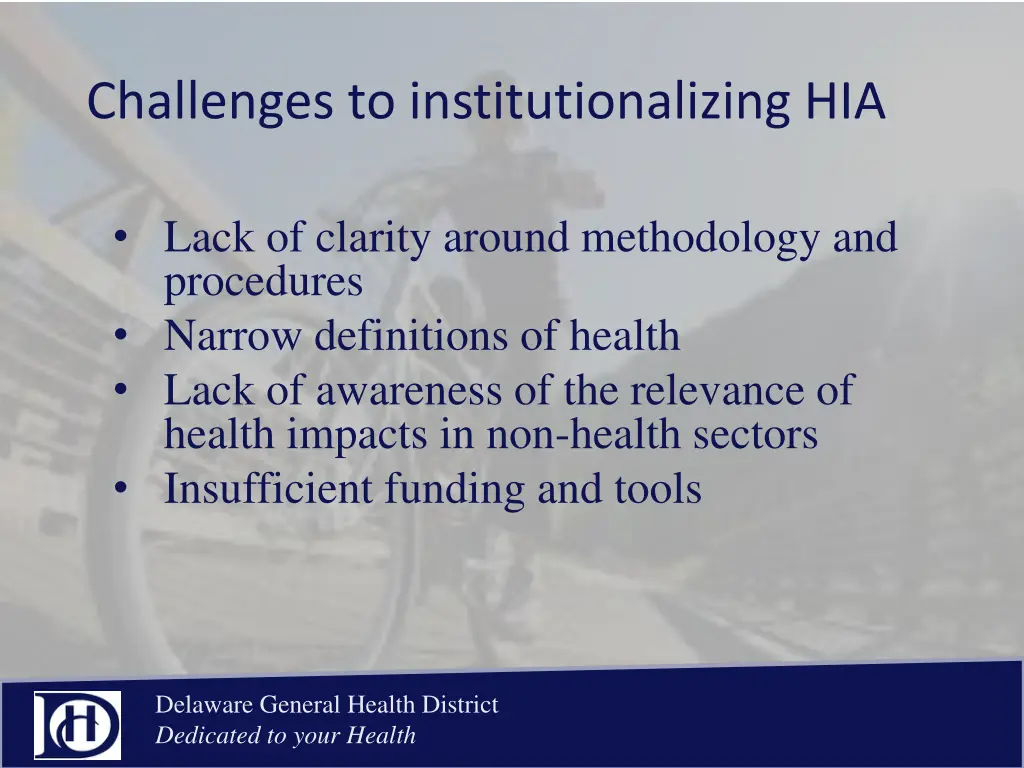 challenges to institutionalizing hia