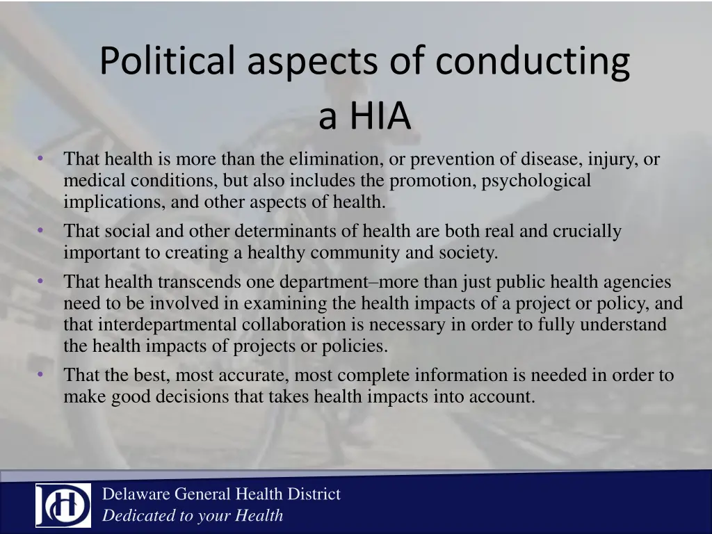 political aspects of conducting a hia that health