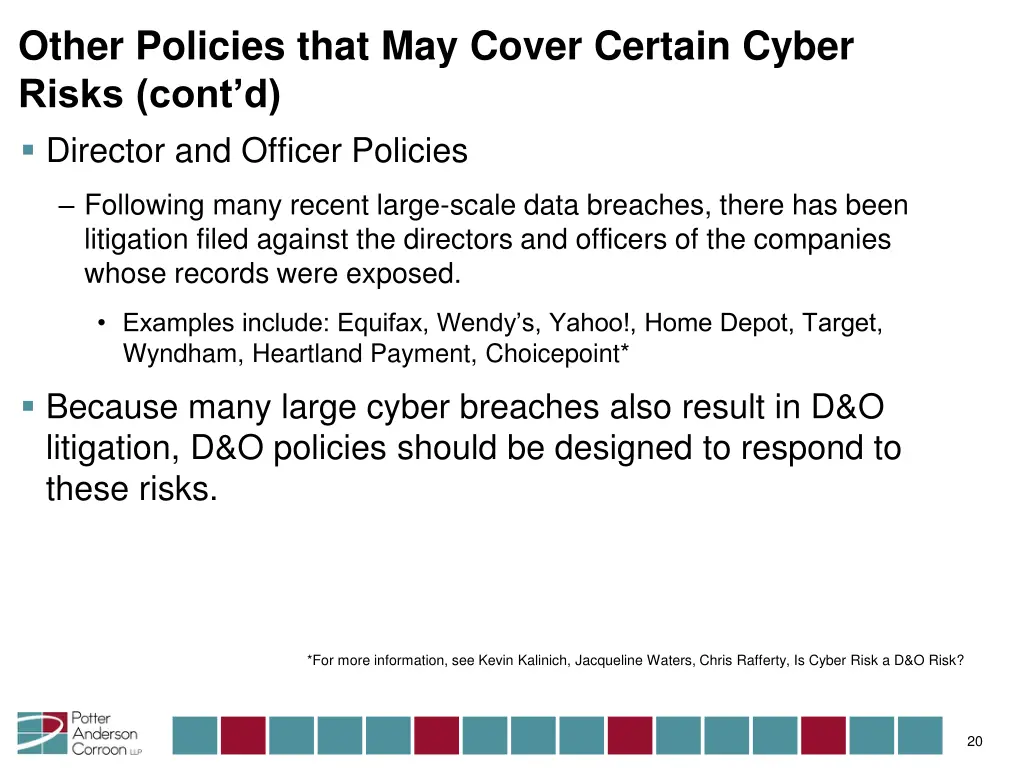 other policies that may cover certain cyber risks 1