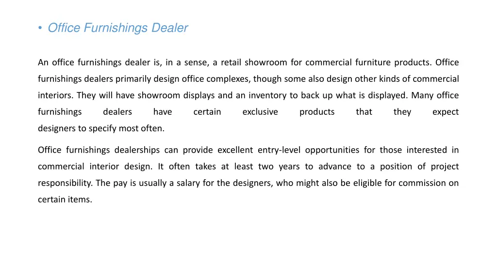 office furnishings dealer