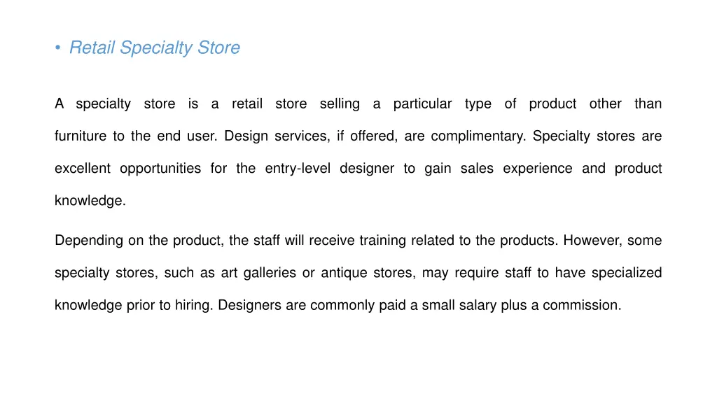 retail specialty store
