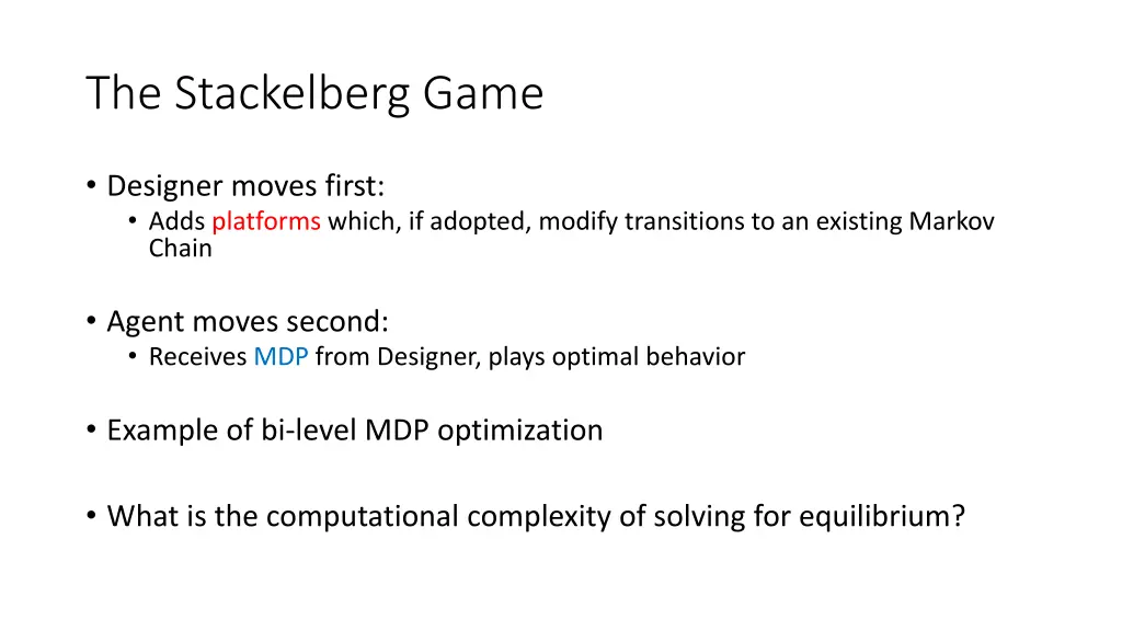 the stackelberg game