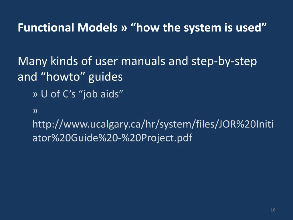 functional models how the system is used