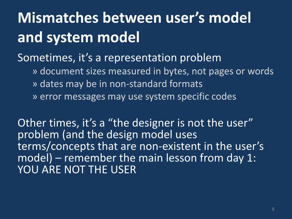 mismatches between user s model and system model 1