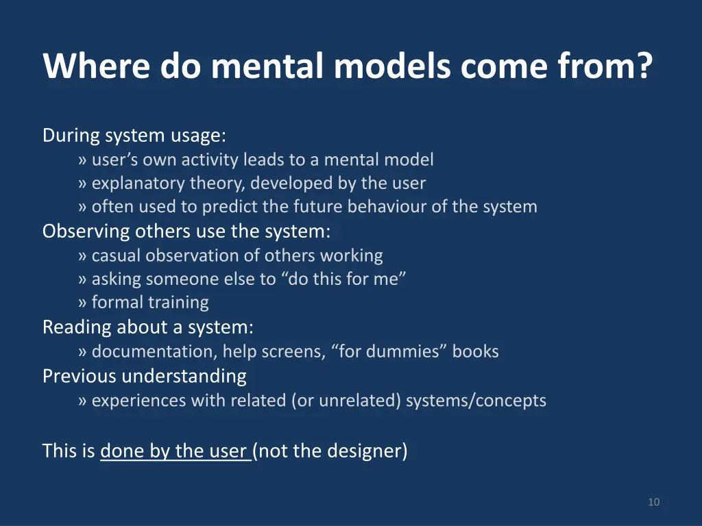 where do mental models come from