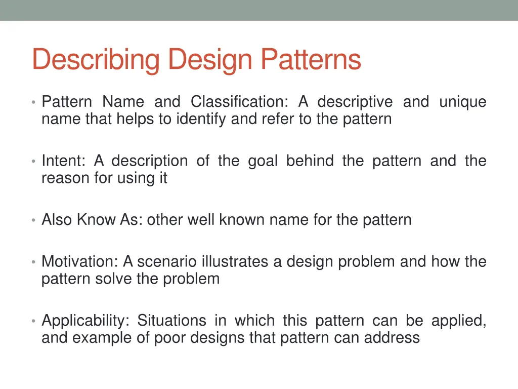 describing design patterns