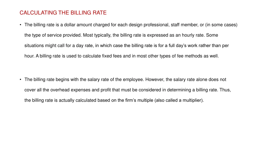 calculating the billing rate