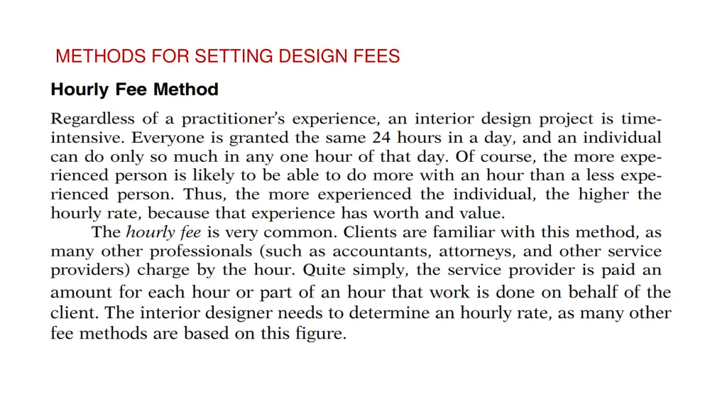 methods for setting design fees