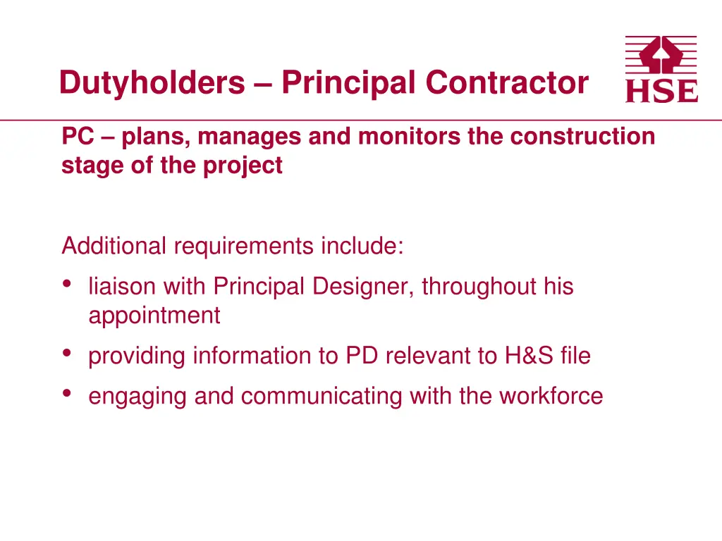 dutyholders principal contractor