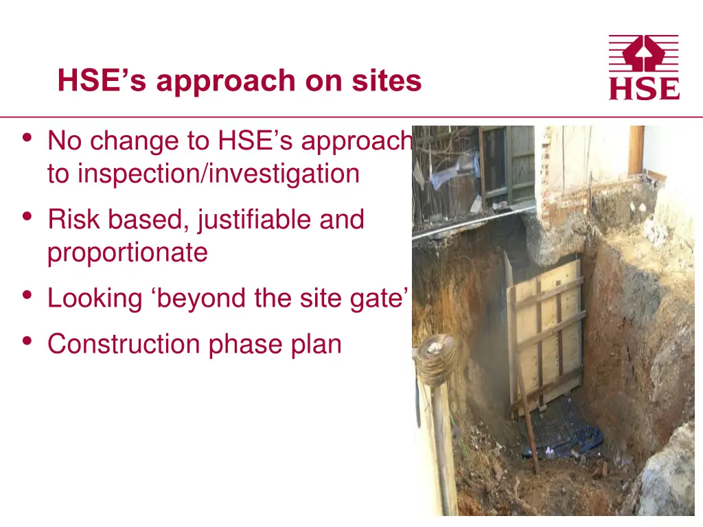 hse s approach on sites
