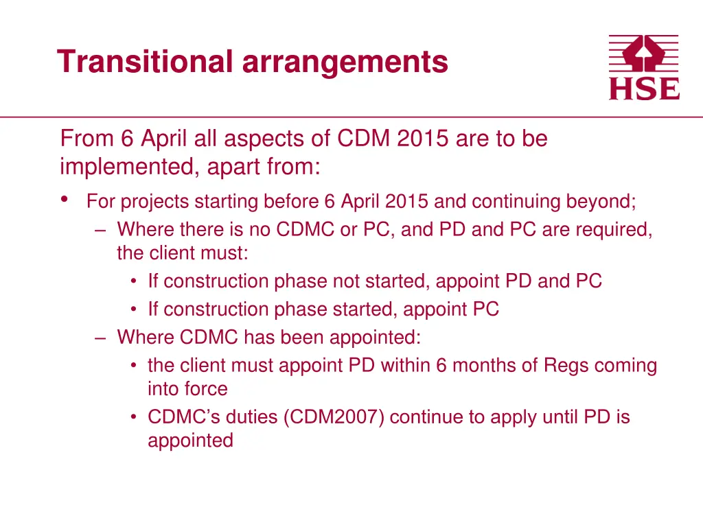 transitional arrangements