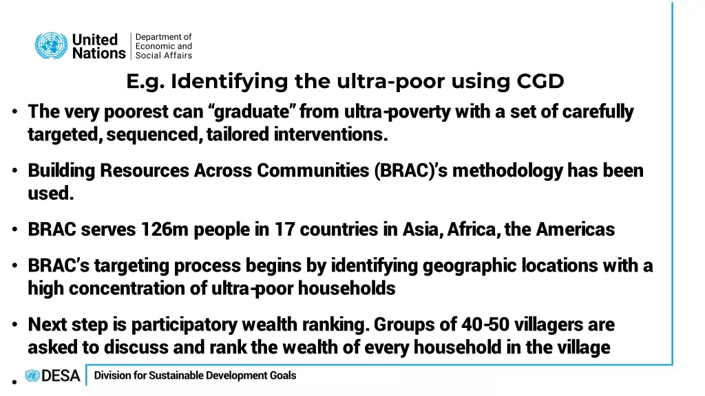 e g identifying the ultra poor using cgd 1